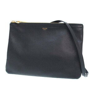 Celine Trio Leather Shoulder Crossbody Bag Black